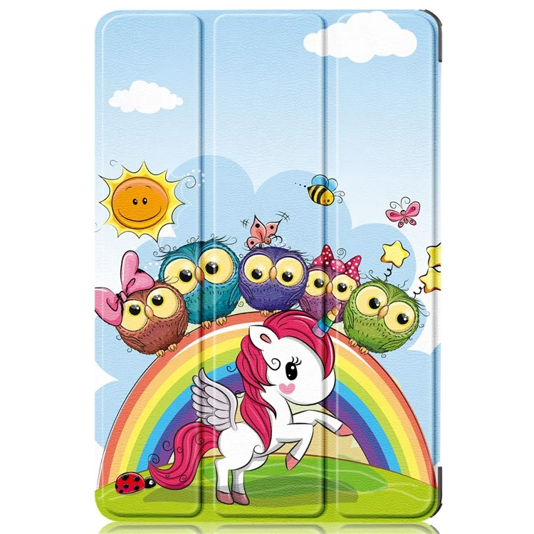 Für Amazon Fire HD 10 (2023) PU-Leder-Dreifachständer-Gehäuse Muster-Druck Automatisches Aufwachen/Schlafen Tablet-Cover - Pferd