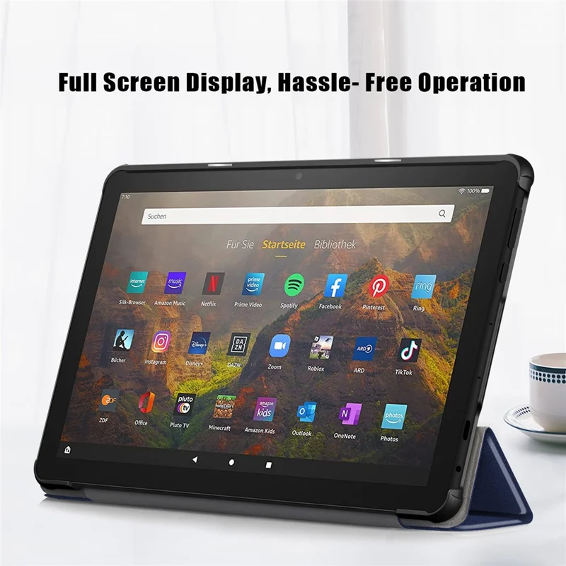 For Amazon Fire HD 10 (2023) PU Leather Tri-fold Stand Case Pattern Printing Auto Wake / Sleep Tablet Cover - Don't Touch Me