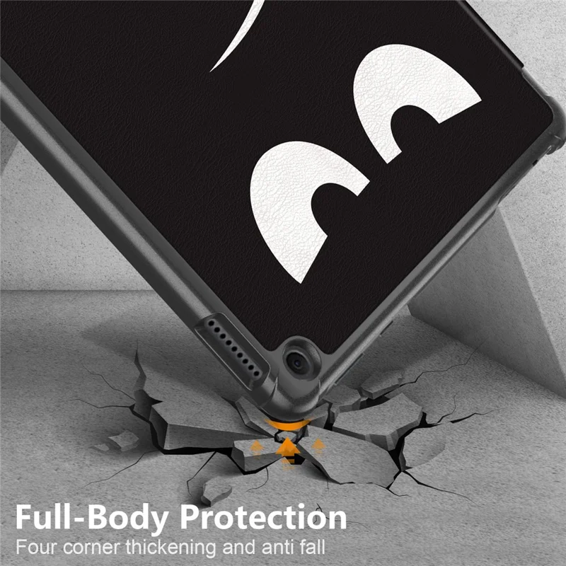For Amazon Fire HD 10 (2023) PU Leather Tri-fold Stand Case Pattern Printing Auto Wake / Sleep Tablet Cover - Don't Touch Me