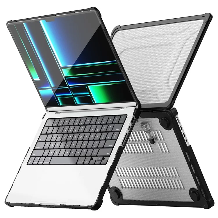 Для MacBook Pro 14 дюймов (2021) / (2023) (A2442 M1 Pro / M1 Max / A2779) Чехол для ноутбука с жесткой PC+TPU и подставкой - Черный