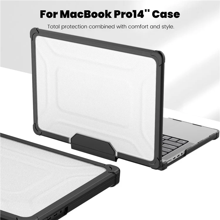 Для MacBook Pro 14 дюймов (2021) / (2023) (A2442 M1 Pro / M1 Max / A2779) Чехол для ноутбука с жесткой PC+TPU и подставкой - Черный