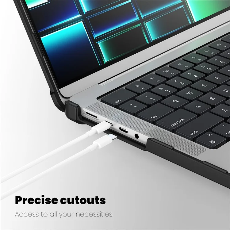 Для MacBook Pro 14 дюймов (2021) / (2023) (A2442 M1 Pro / M1 Max / A2779) Чехол для ноутбука с жесткой PC+TPU и подставкой - Черный