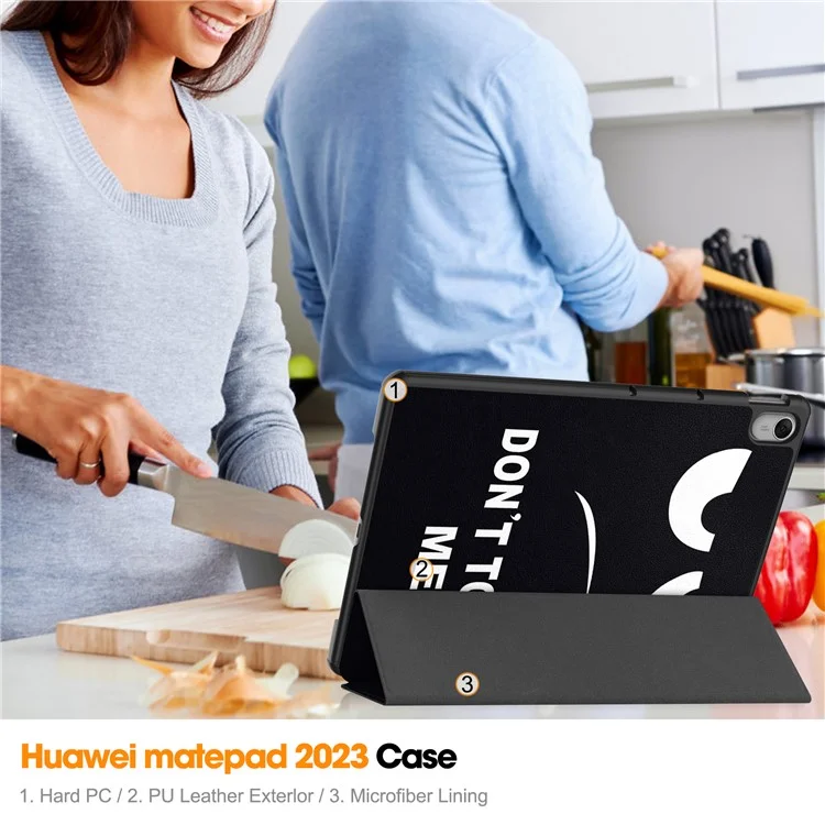 Für Huawei MatePad 11.5 Tri-fold Stand Tablet Cover Pattern Printing PU Leder Tablet Case - Fassen Sie mich nicht an