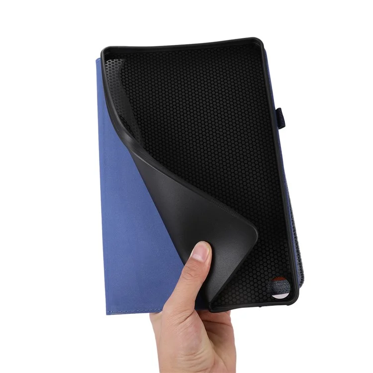 For Amazon Fire Max 11 Stand Tablet Case Cloth Texture PU Leather Smart Cover with Card Holder - Blue