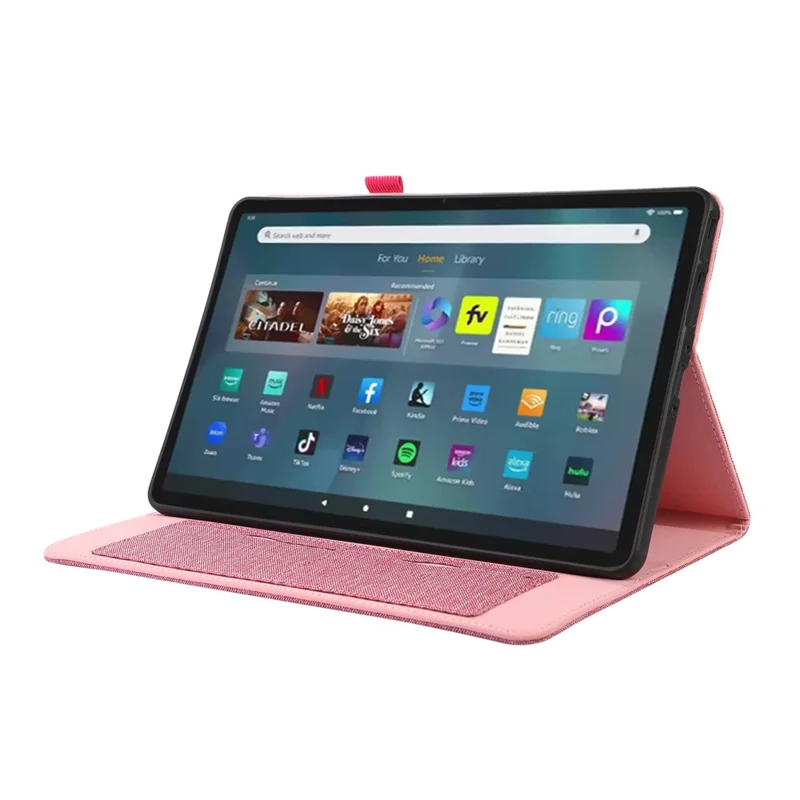 Per Amazon Fire Max 11 Stand Tablet Case Cloth Texture PU Leather Smart Cover con Porta Carte - Rosa