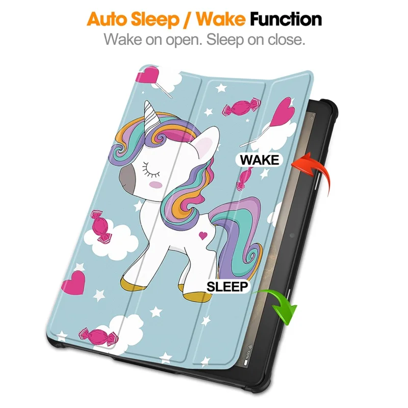 For Amazon Fire HD 10 (2023) PU Leather Tablet Case Tri-fold Stand Pattern Printing Tablet Cover - Horse