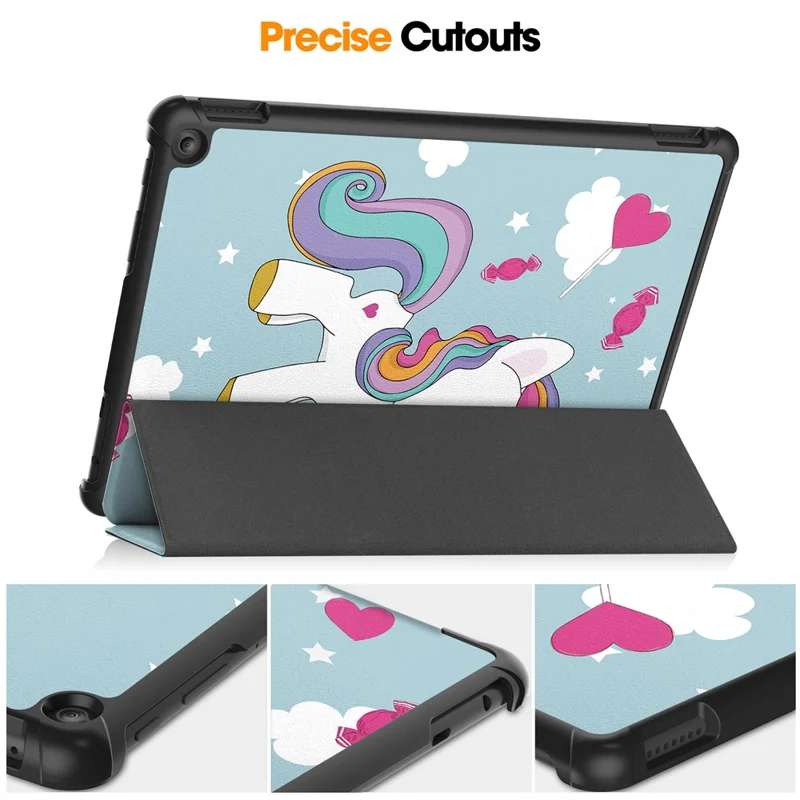 For Amazon Fire HD 10 (2023) PU Leather Tablet Case Tri-fold Stand Pattern Printing Tablet Cover - Horse