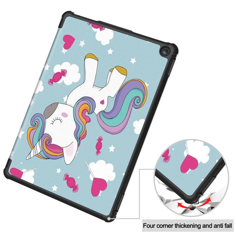 For Amazon Fire HD 10 (2023) PU Leather Tablet Case Tri-fold Stand Pattern Printing Tablet Cover - Horse