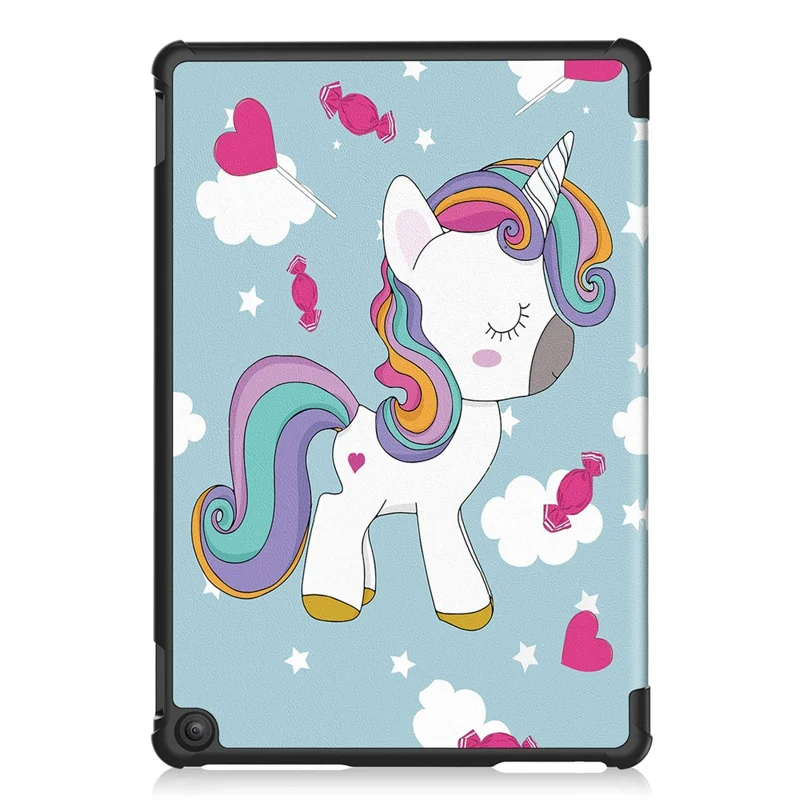 For Amazon Fire HD 10 (2023) PU Leather Tablet Case Tri-fold Stand Pattern Printing Tablet Cover - Horse