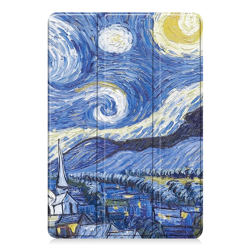 Pour Amazon Fire HD 10 (2023) Étui en cuir PU Tablet Tri-fold Stand Pattern Printing Tablet Cover - Starry Sky