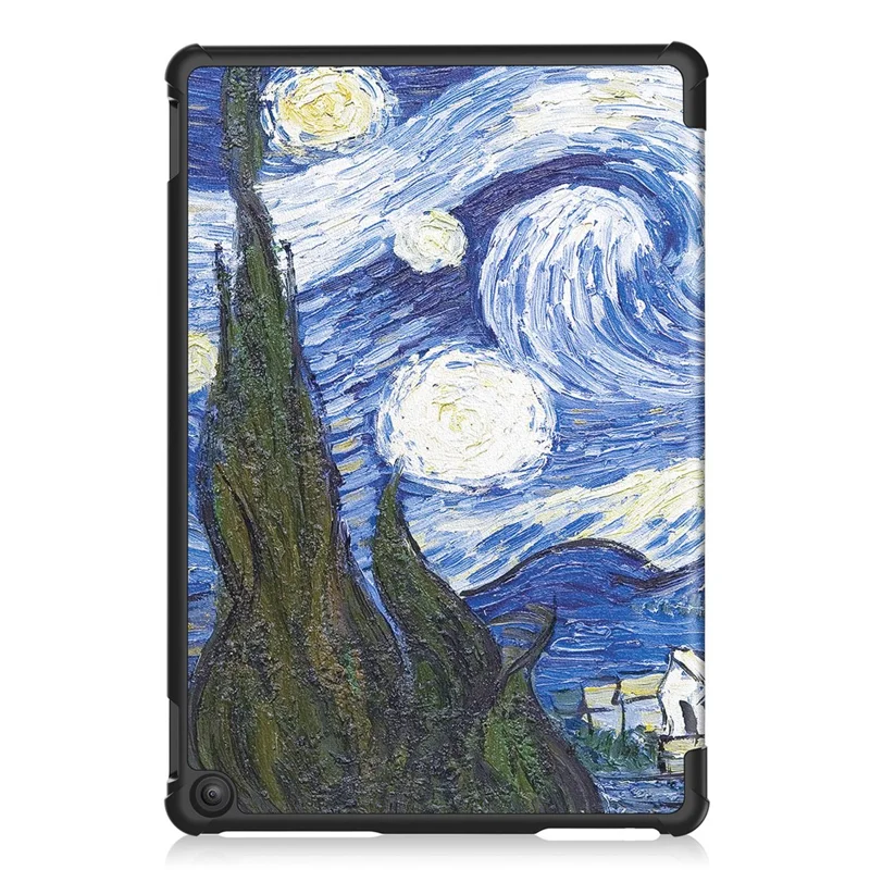 Pour Amazon Fire HD 10 (2023) Étui en cuir PU Tablet Tri-fold Stand Pattern Printing Tablet Cover - Starry Sky