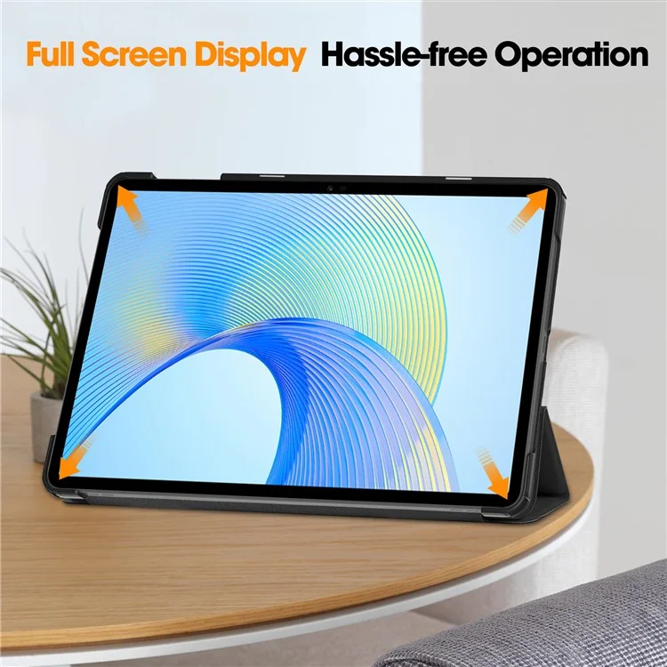 For Honor Pad X8 Pro Tri-Fold Stand Shell  Funda Protectora de Cuero PU con Cierre Automático de Reposo / Desbloqueo Tablet - Negro