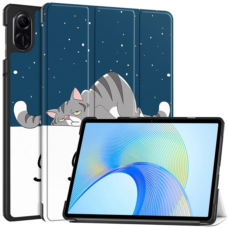 Чехол-подставка для планшета For Honor Pad X8 Pro Trifold Stand, печатный рисунок, искусственная кожа - кошка