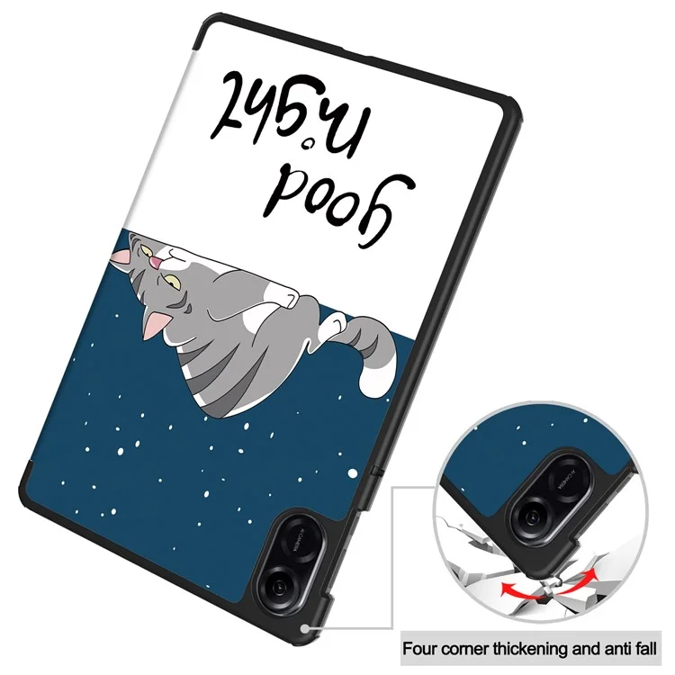 Чехол-подставка для планшета For Honor Pad X8 Pro Trifold Stand, печатный рисунок, искусственная кожа - кошка