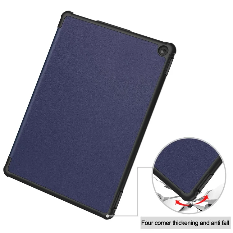 Pour Amazon Fire HD 10 (2023) Smart Tablet Case Tri-Fold Stand PU Leather Full Body Protective Cover - Bleu