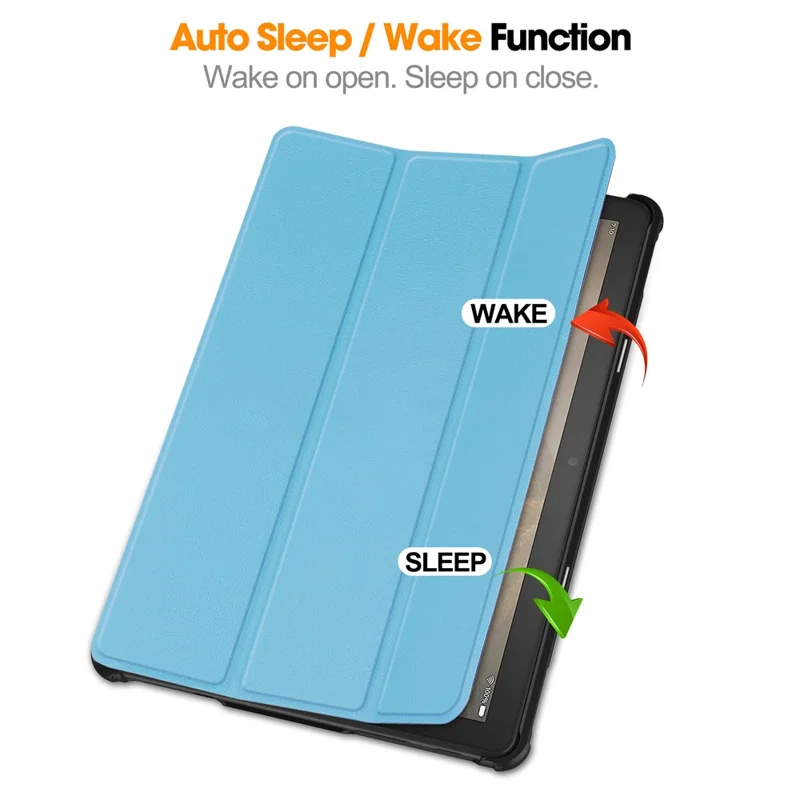 Für Amazon Fire HD 10 (2023) Smart Tablet Hülle Tri-Fold Stand PU Leder Vollkörperschutz - Himmelblau
