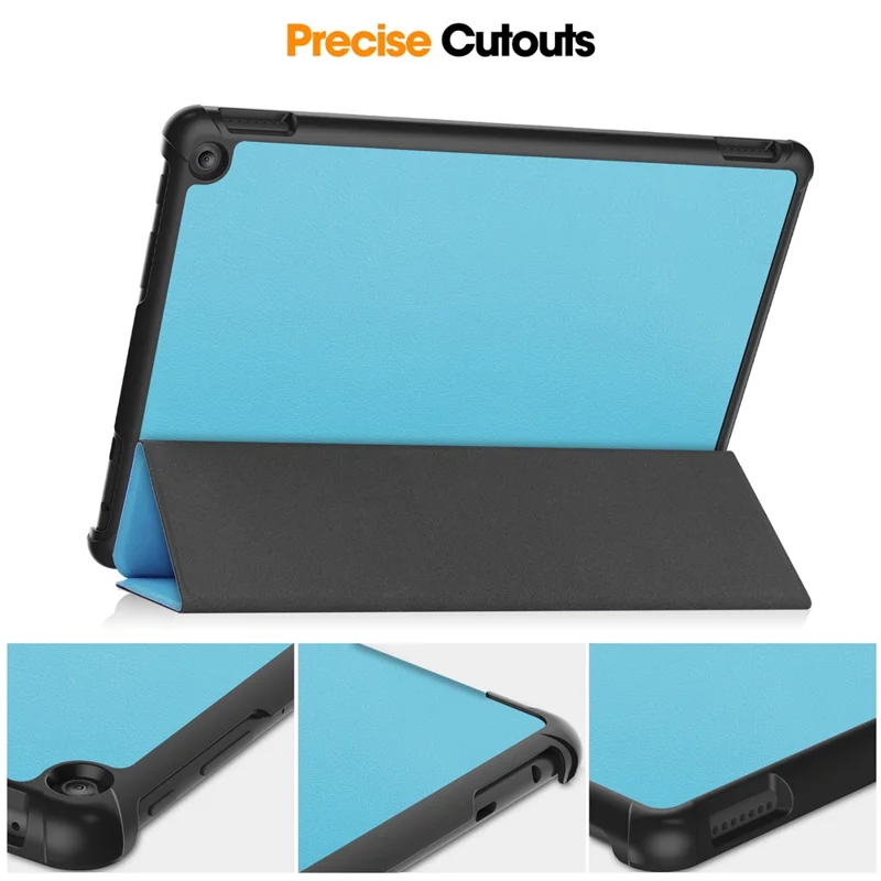 Für Amazon Fire HD 10 (2023) Smart Tablet Hülle Tri-Fold Stand PU Leder Vollkörperschutz - Himmelblau
