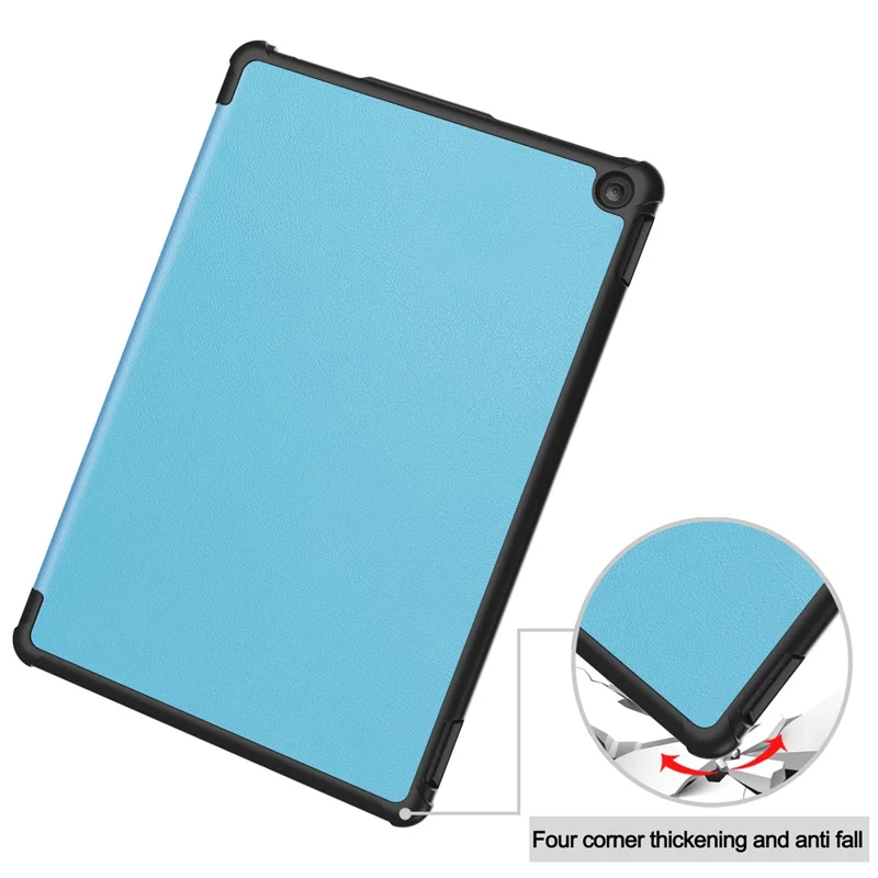 Für Amazon Fire HD 10 (2023) Smart Tablet Hülle Tri-Fold Stand PU Leder Vollkörperschutz - Himmelblau