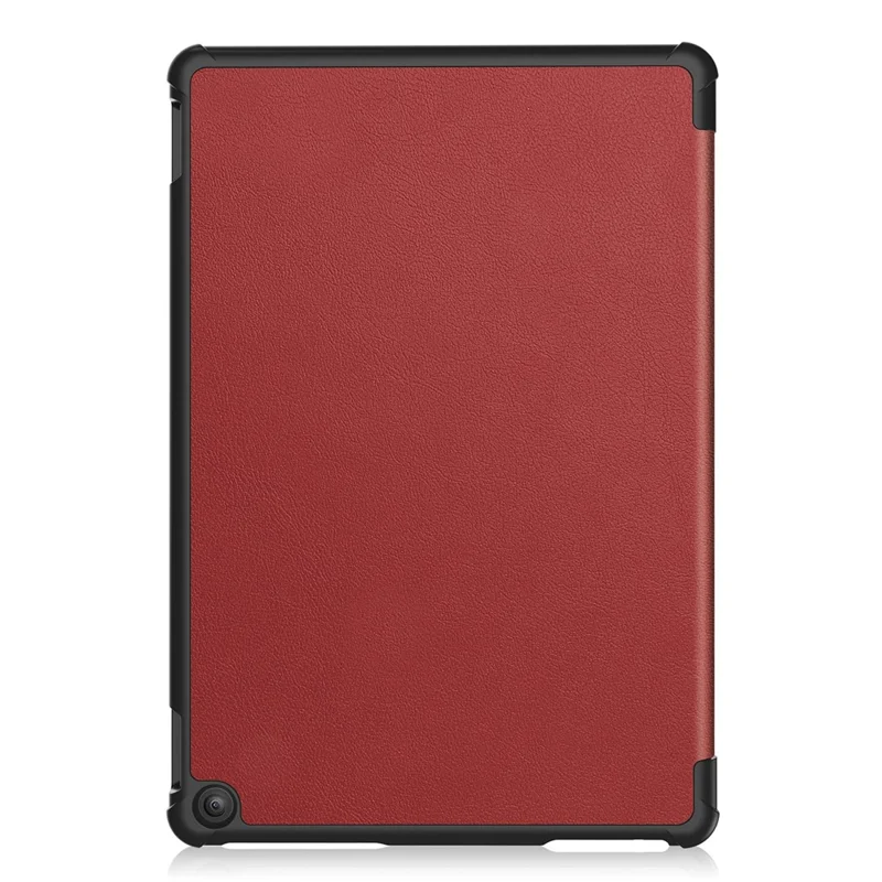 For Amazon Fire HD 10 (2023) Smart Tablet Case Tri-Fold Stand PU Leather Full Body Protective Cover - Wine Red