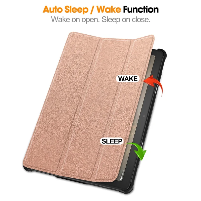 For Amazon Fire HD 10 (2023) Smart Tablet Case Tri-Fold Stand PU Leather Full Body Protective Cover - Rose Gold