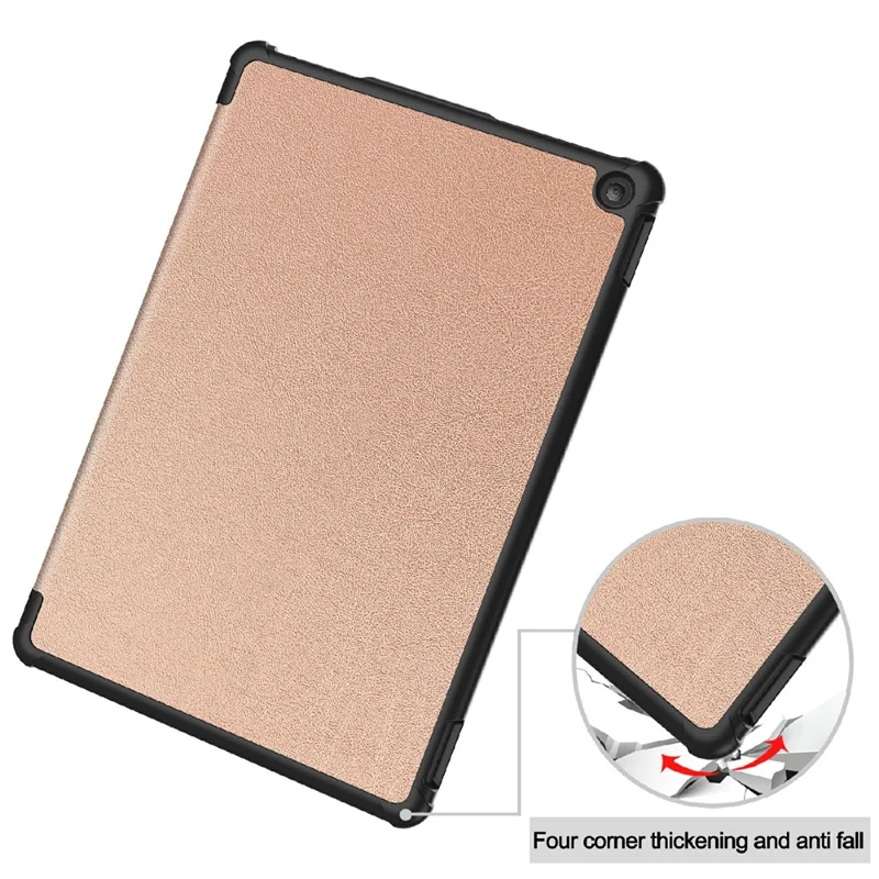 For Amazon Fire HD 10 (2023) Smart Tablet Case Tri-Fold Stand PU Leather Full Body Protective Cover - Rose Gold