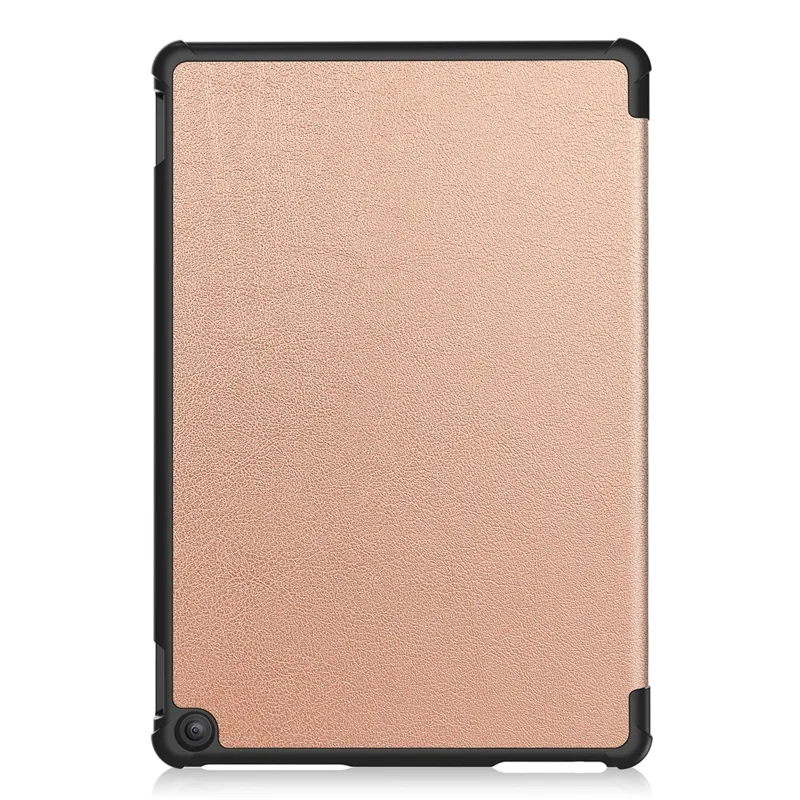 For Amazon Fire HD 10 (2023) Smart Tablet Case Tri-Fold Stand PU Leather Full Body Protective Cover - Rose Gold