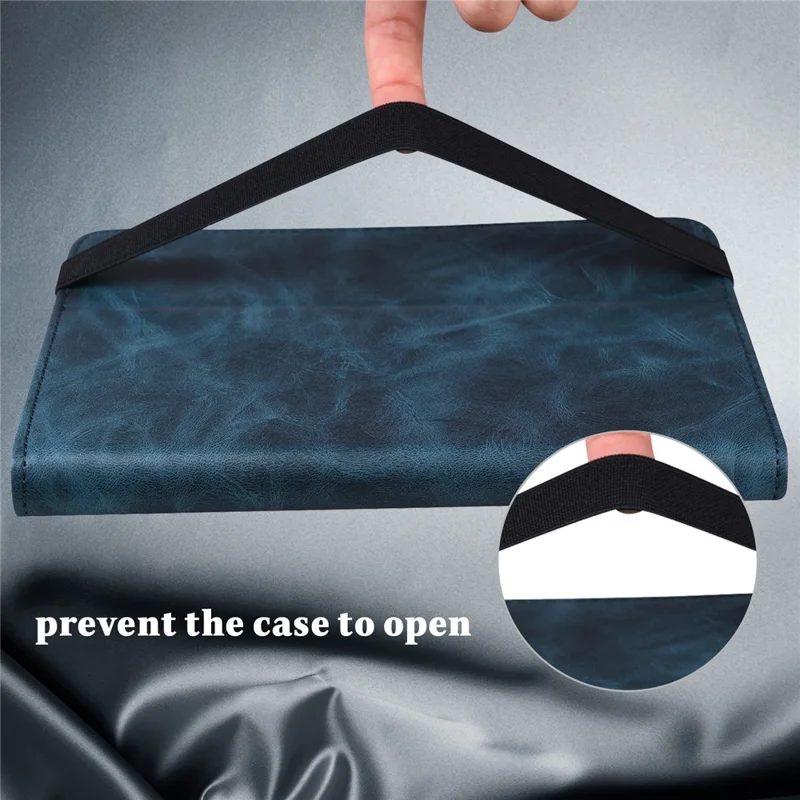 For Amazon Kindle 6 inch (2024) / (2022) Line Imprinted PU Case Shockproof Tablet Cover with Card Slots - Blue