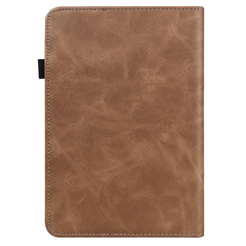 For Amazon Kindle 6 inch (2024) / (2022) Line Imprinted PU Case Shockproof Tablet Cover with Card Slots - Brown