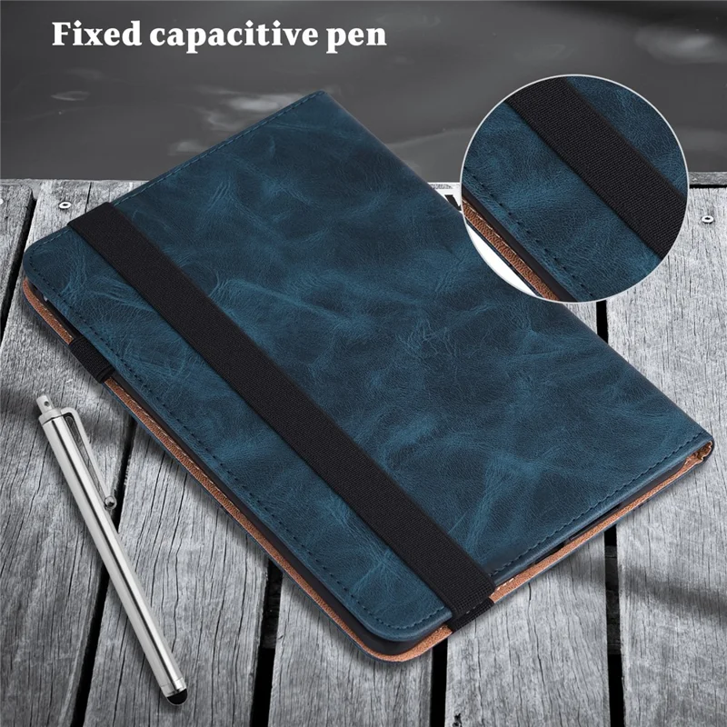 Line Imprinted Anti-Dorp PU Case for Google Pixel Tablet Shockproof Cover with Card Slots - Blue