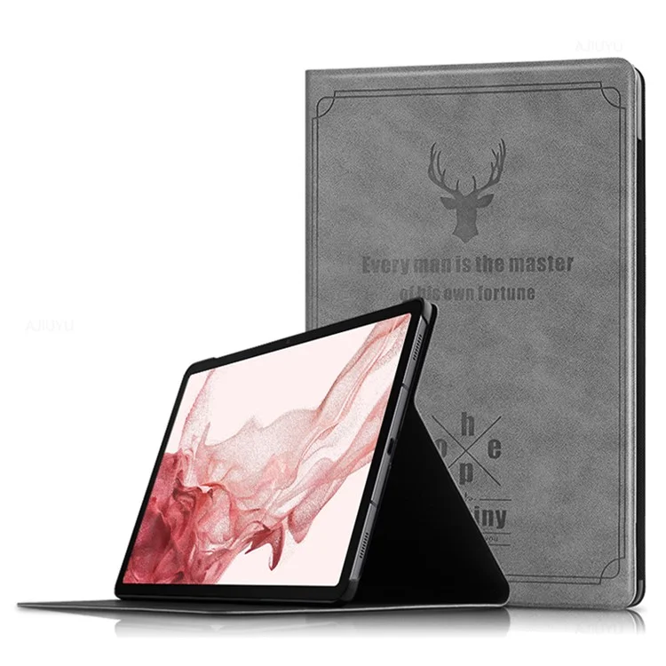Custodia a libro per Samsung Galaxy Tab S9+ in pelle PU+PC antiurto, Custodia protettiva per tablet - Grigio