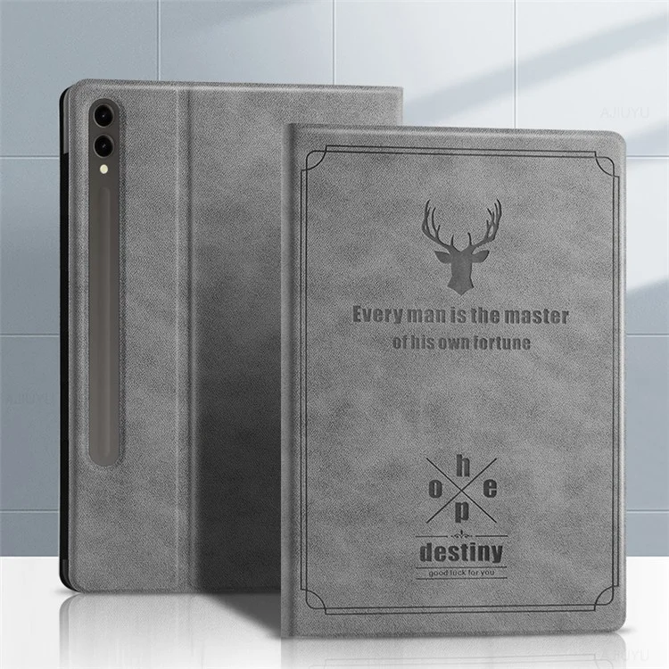 Custodia a libro per Samsung Galaxy Tab S9+ in pelle PU+PC antiurto, Custodia protettiva per tablet - Grigio