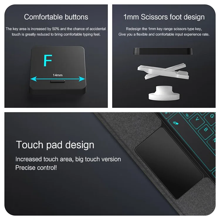 Para Huawei MatePad 11.5 Funda de Piel + Teclado Bluetooth con Retroiluminación y Trackpad - Negro