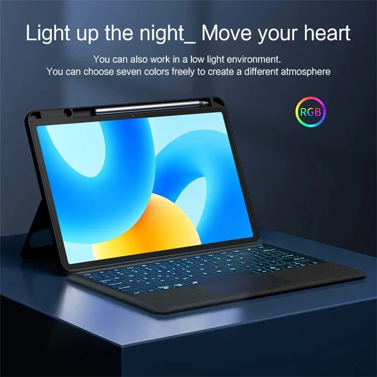 Para Huawei MatePad 11.5 Funda de Piel + Teclado Bluetooth con Retroiluminación y Trackpad - Negro