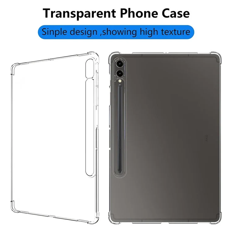 For Samsung Galaxy Tab S9+ TPU Tablet Case Reinforced Corners Shockproof Transparent Tablet Cover