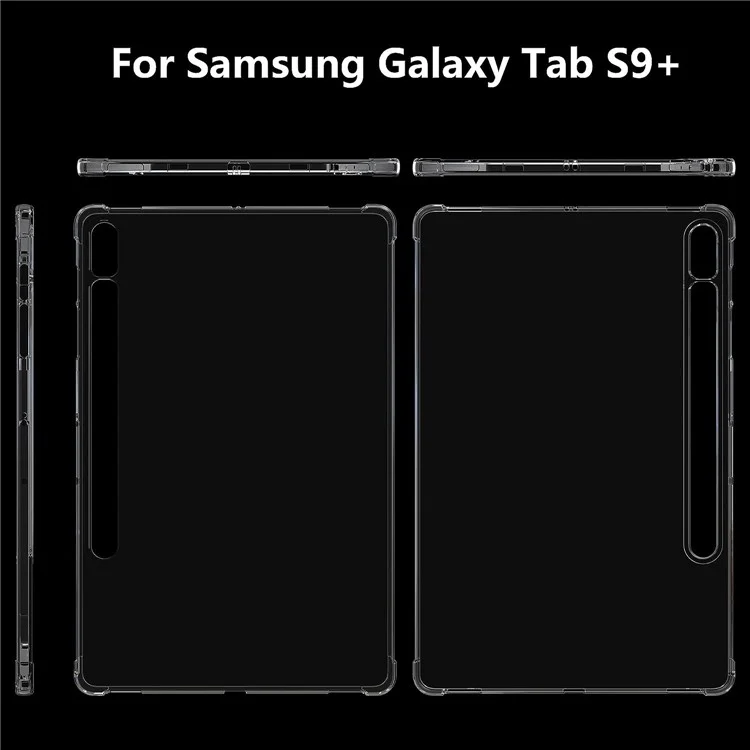 For Samsung Galaxy Tab S9+ TPU Tablet Case Reinforced Corners Shockproof Transparent Tablet Cover