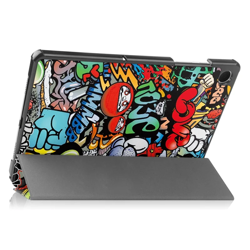 Für Samsung Galaxy Tab A9 Tri-Fold-Ständer-Tablet-Ledertasche Musterdruckabdeckung - Graffiti