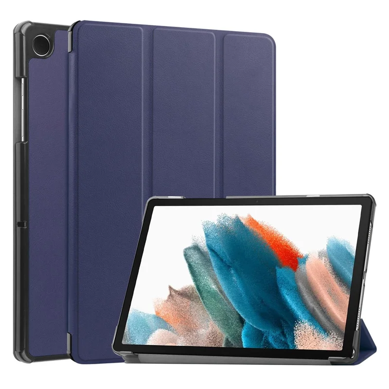 For Samsung Galaxy Tab A9 Tri-fold Stand PU Leather Tablet Case Full Protection Tablet Cover - Dark Blue