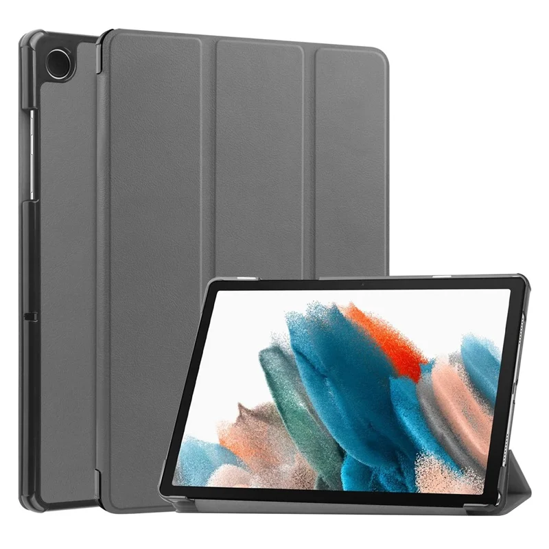 For Samsung Galaxy Tab A9 Tri-fold Stand PU Leather Tablet Case Full Protection Tablet Cover - Grey