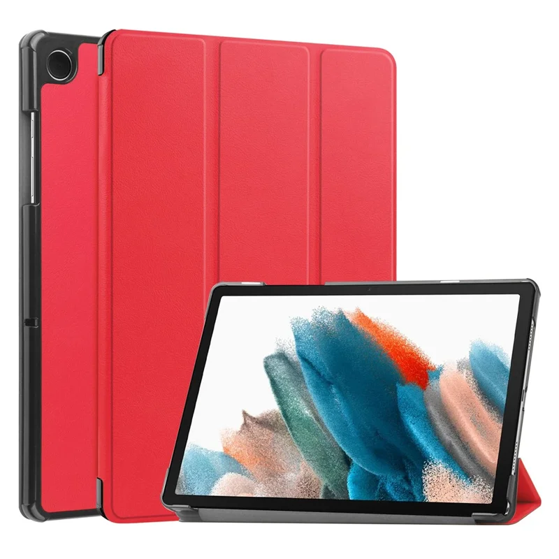 For Samsung Galaxy Tab A9 Tri-fold Stand PU Leather Tablet Case Full Protection Tablet Cover - Red
