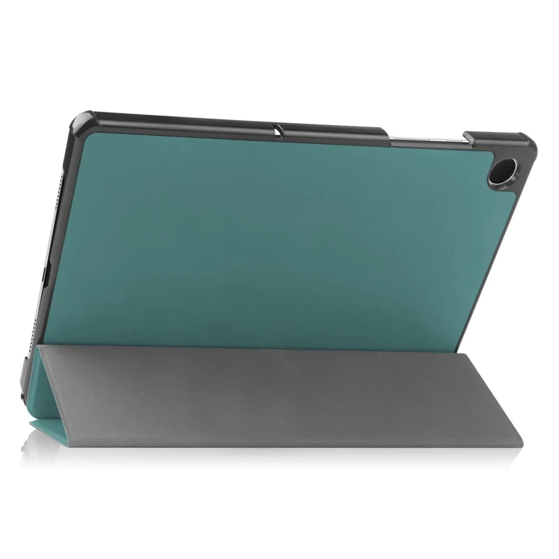 For Samsung Galaxy Tab A9 Tri-fold Stand PU Leather Tablet Case Full Protection Tablet Cover - Blackish Green
