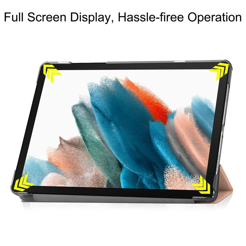 Para Samsung Galaxy Tab A9 Tri-fold Stand PU Leather Tablet Case Full Protection Tablet Cover - Rose Gold