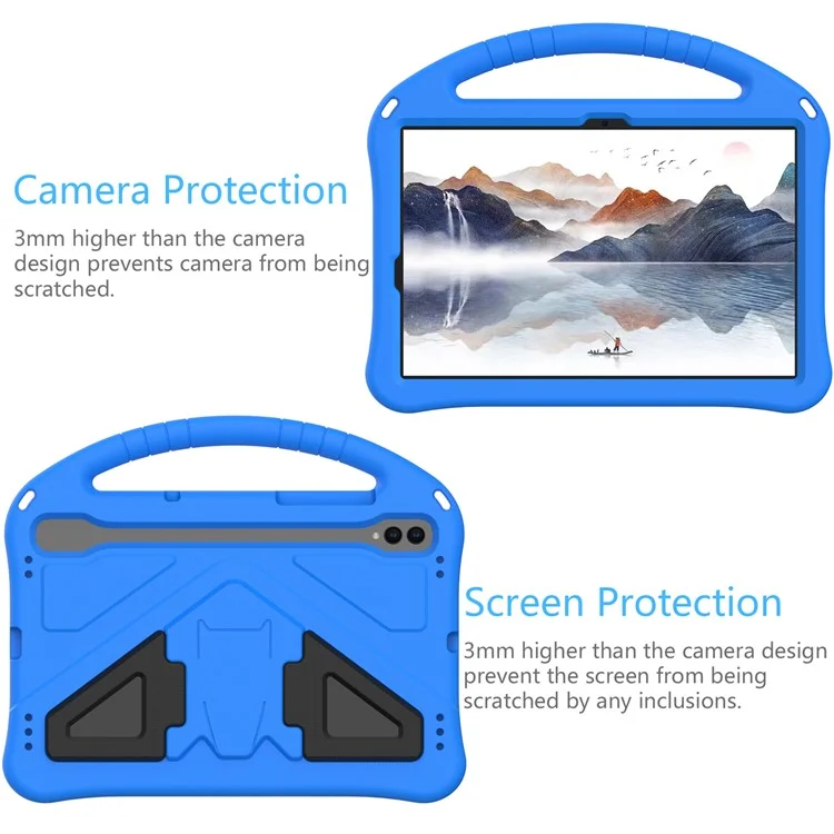 For Samsung Galaxy Tab S7 / S8 / S9 EVA Protective Cover Tablet Shell Grip Handle Kickstand Case - Blue