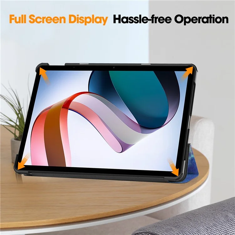 Pour Xiaomi Redmi Pad SE Étui en cuir PU Impression de motif Housse de tablette avec support Tri-fold - Galaxie