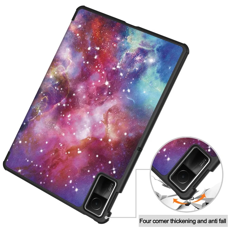Pour Xiaomi Redmi Pad SE Étui en cuir PU Impression de motif Housse de tablette avec support Tri-fold - Galaxie