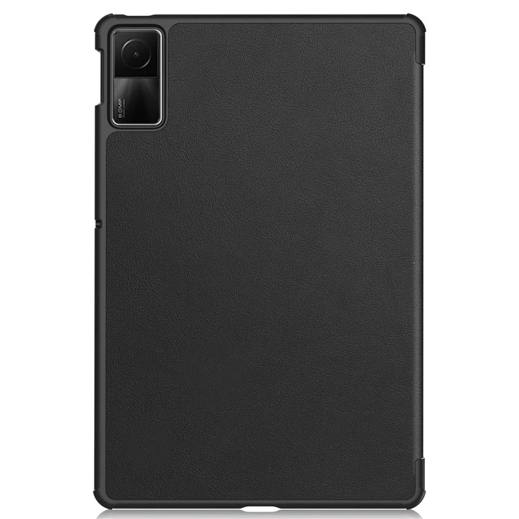 Для Xiaomi Redmi Pad SE чехол-подставка с тройным изгибом, ударопрочный чехол из искусственной кожи, чехол для планшета - черный