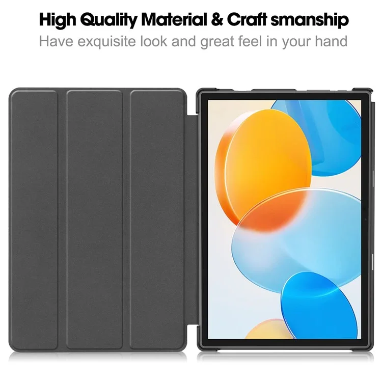 For Teclast M40 / M40 Plus / P20 HD / P20S Tablet Case Tri-fold Stand PU Leather Anti-drop Tablet Cover - Black