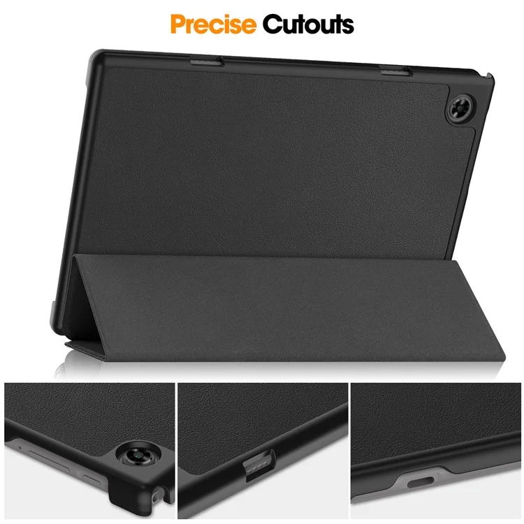 For Teclast M40 / M40 Plus / P20 HD / P20S Tablet Case Tri-fold Stand PU Leather Anti-drop Tablet Cover - Black
