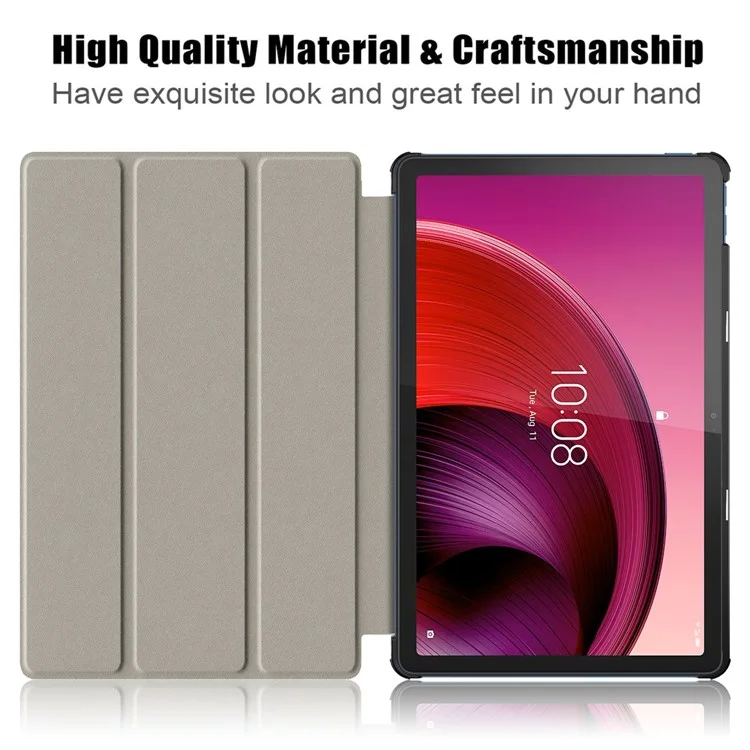 Trifold Stand Cover for Lenovo Tab M10 5G TB-360ZU , PU Leather Pattern Printing Tablet Case with Auto Sleep / Wake - Wave