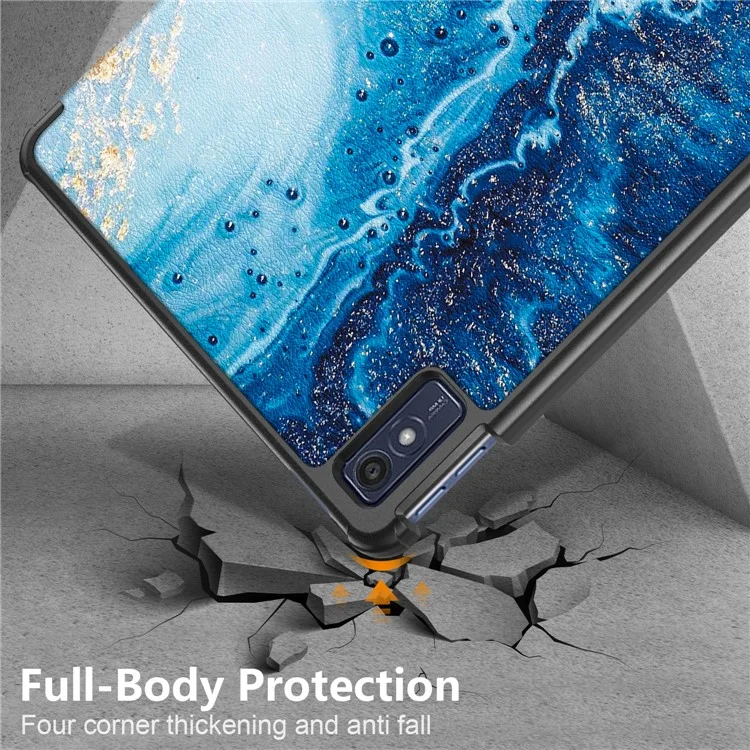 Trifold Stand Cover for Lenovo Tab M10 5G TB-360ZU , PU Leather Pattern Printing Tablet Case with Auto Sleep / Wake - Wave