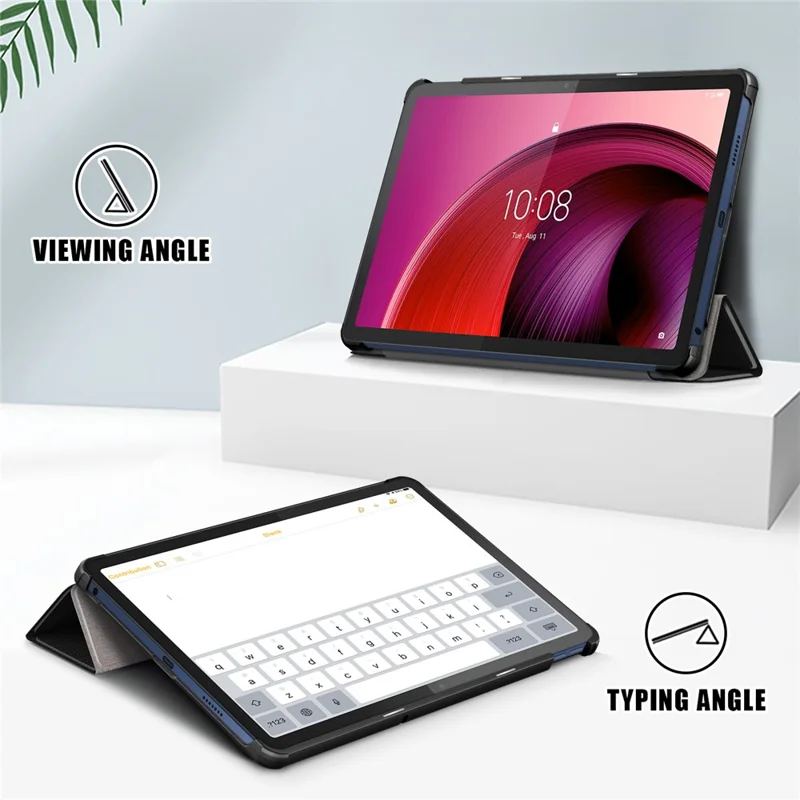Für Lenovo Tab M10 5G TB-360ZU Trifold Stand Smart Case PU Leder Fullbody Schutzhülle - Schwarz